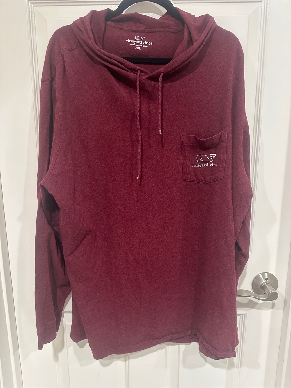 Vineyard Vines Burgundy Long-Sleeve Pocket Hoodie